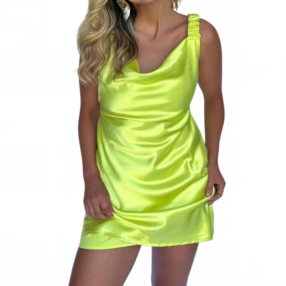 NEW ONE AND ONLY COLLECTIVE cowl neck slip dress in chartreuse